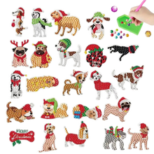 Load image into Gallery viewer, 23pcs DIY Rhinestone Painting Stickers Handcraft Stickers Christmas Puppy Round