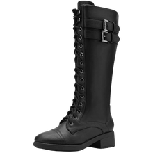 Load image into Gallery viewer, Georgia Black Faux Leather Pu Knee High Riding Combat Boots - 12 M US