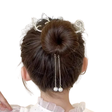 Load image into Gallery viewer, Cat Rhinestone Claw Clips, Faux Pearl Ponytail Buckle Hairpin