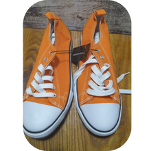 Load image into Gallery viewer, Low Top Cap Toe Women Sneakers Tennis Canvas Casual Shoes Flats Orange Size 11