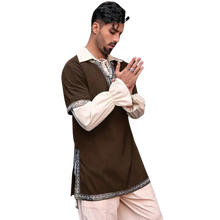 Load image into Gallery viewer, Lace Up V Neck 2X Brown Medieval Knight Tunic Renaissance Scottish Warrior