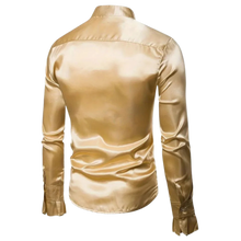 Load image into Gallery viewer, Stand-up Collar Men's Long Sleeve Shirt Cosplay Victorian Clothing Lg 40 Gold