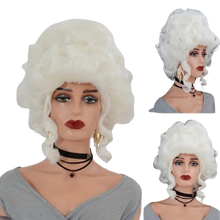 Load image into Gallery viewer, Costume Wig Royal Court Hat Wig, Role Playing 18" Wig, Pure White Cosplay Wig