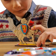 Load image into Gallery viewer, Natural Wood Knight 3D Wooden STEM Learning Coloring and Painting Model