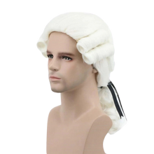 Load image into Gallery viewer, White Lawyer Judge Curly Male Wigs Deluxe Long Synthetic Cosplay Wig+Wig Cap OS