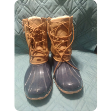 Load image into Gallery viewer, JustFab Women's Duck Boots Size 10 Tan Boots Just Fab Zipper & Lace up