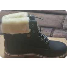 Load image into Gallery viewer, Montreal Black Faux Fur Winter Combat Boots Ankle Bootie Size 10.5 B(M) US