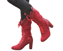 Load image into Gallery viewer, Victorian Red Mid-Calf Boots Women Winter Boots 9.5 (41)