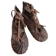 Load image into Gallery viewer, Medieval Gothic Boots Lace Up Shoes Cosplay Costume Flat Sandals Size 8.5 42