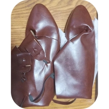 Load image into Gallery viewer, Medieval Viking Cosplay PU Leather Boots Pirate Paladin Knight Prince brown 8.5