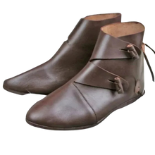 Load image into Gallery viewer, Medieval Viking Cosplay PU Leather Boots Pirate Paladin Knight Prince brown 8.5