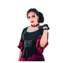 Load image into Gallery viewer, Corset Top Victorian Gothic Medieval Women's Courtly Tunic Cosplay Fuchsia Small