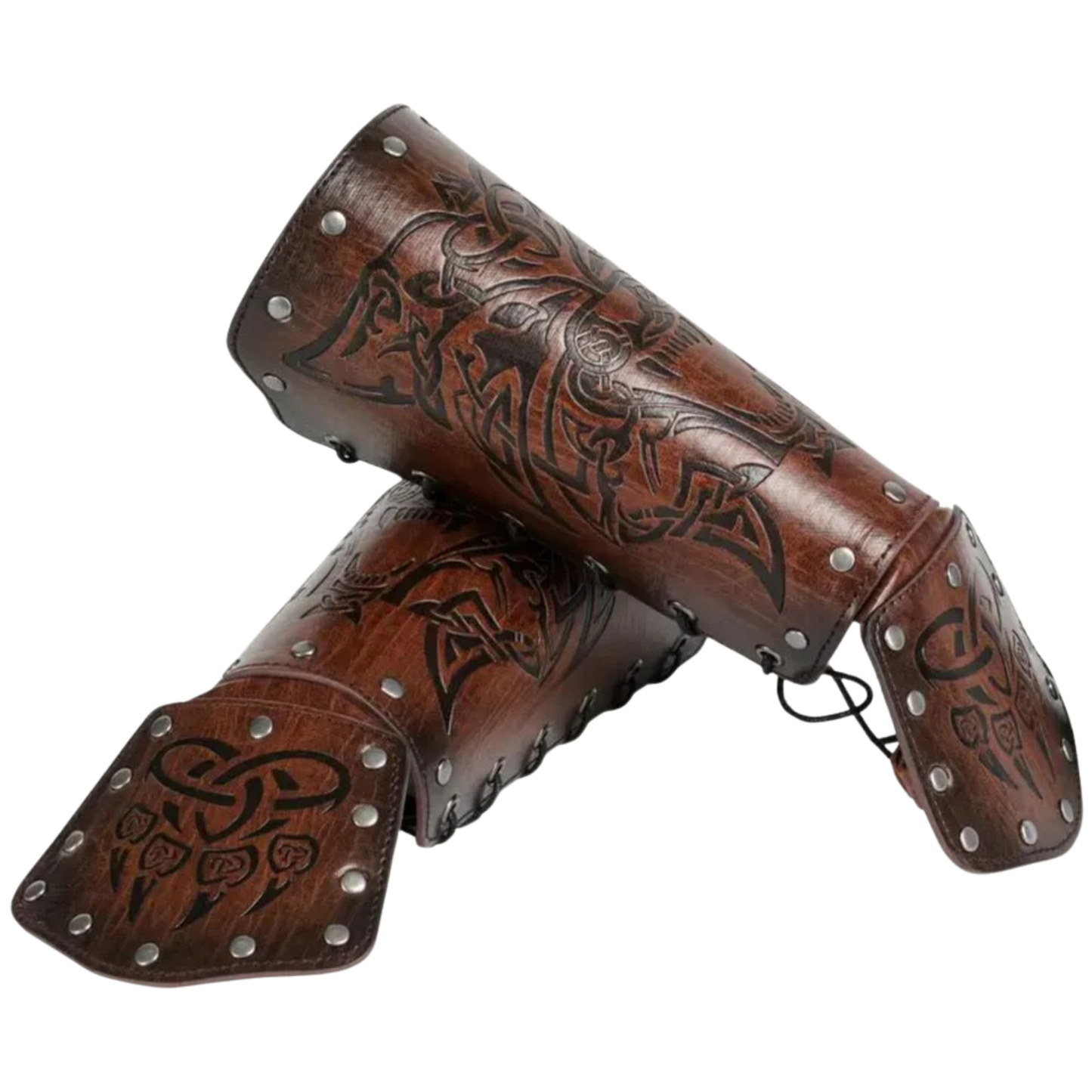 Pair Brown Medieval Arm Bracers Costume Knight Wristband Arm Armor Arm Guards
