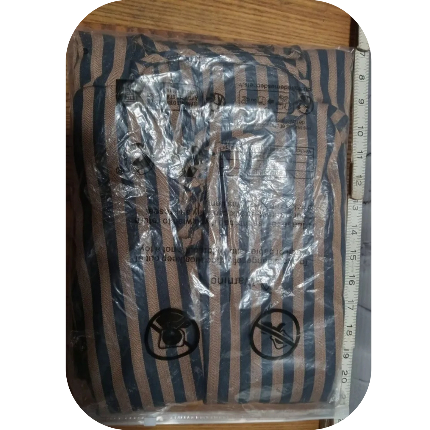 Striped Single Breasted Jacket Vintage V-neck Long Sleeve Outwear Khaki / XL(12)