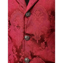 Load image into Gallery viewer, Jacquard Weave Dress Waistcoat Retro Single Breasted V Neck Vest Red XXL 44