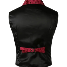 Load image into Gallery viewer, Jacquard Weave Dress Waistcoat Retro Single Breasted V Neck Vest Red XXL 44