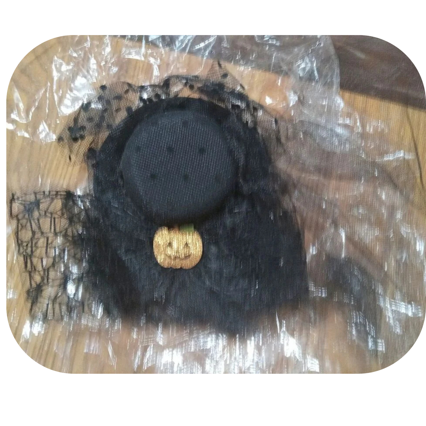 Pumpkin Decor Black Hat Head Veil Mesh Lace Veil Head Piece Hair Accessories