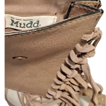 Load image into Gallery viewer, MUDD Tan Fringe Crossbody Phone Bag Boho Western Faux Turquoise Pre-owned