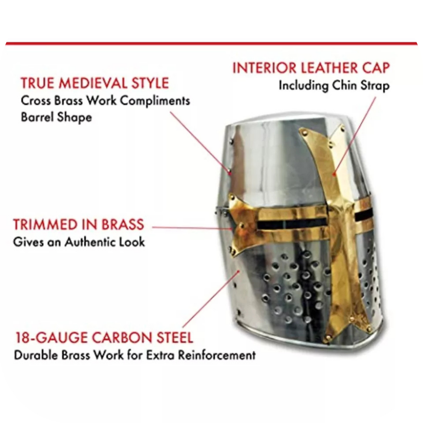 BRASS CRUSADER GREAT HELMET FULL SIZE