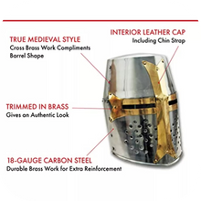 Load image into Gallery viewer, BRASS CRUSADER GREAT HELMET FULL SIZE