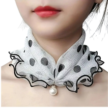 Load image into Gallery viewer, Collar Scarf Imitation Pearl Pendant Thin Breathable Ruffle Edge Neck Protection