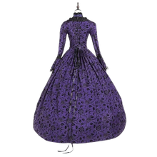 Load image into Gallery viewer, Long Sleeve Medieval Victorian Court Lace Gothic Dress Cosplay Purple Asian5XL