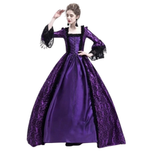 Load image into Gallery viewer, Long Sleeve Medieval Victorian Court Lace Gothic Dress Cosplay Purple Asian5XL