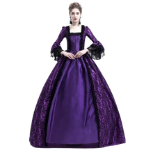 Load image into Gallery viewer, Long Sleeve Medieval Victorian Court Lace Gothic Dress Cosplay Purple Asian5XL