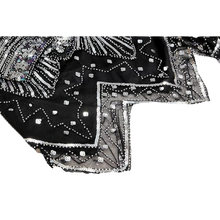Load image into Gallery viewer, 1920s Sequins Gatsby Cocktail Flapper Dress Black Silver Sm Headband Accs Set