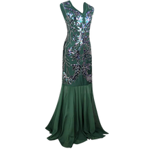Load image into Gallery viewer, 1920'S Mermaid Flapper Gown Party Evening Dress With Accessories Set Green Large