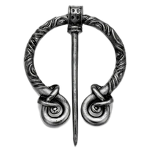 Load image into Gallery viewer, Viking Medieval Silvery Metal Cloak Shawl Brooch Pin 2.5"