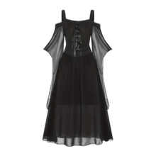 Load image into Gallery viewer, Gothic Witch Cosplay Dress - Women's with Retro Mesh Design Black / XXL(14)