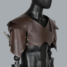 Load image into Gallery viewer, Vegan Leather Medieval Knight Shoulder Armor Larp Cosplay Pauldrons Breastplate