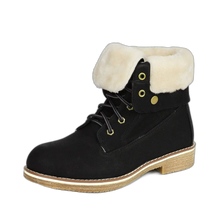 Load image into Gallery viewer, Montreal Black Faux Fur Winter Combat Boots Ankle Bootie Size 10.5 B(M) US