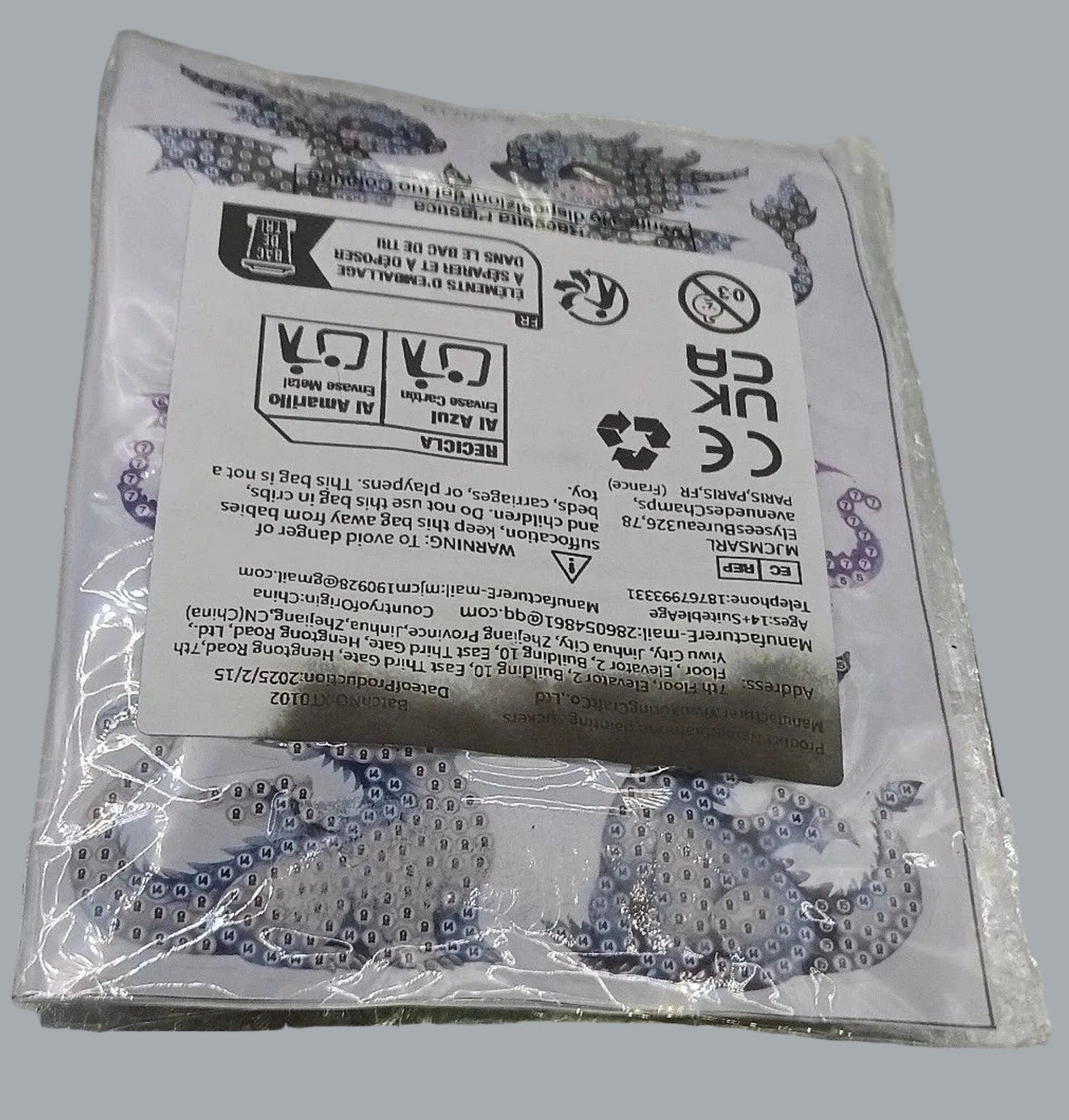 12pc 5D Diamond Painting Dragon Stickers Kit Round Beads DIY Craft