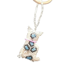 Load image into Gallery viewer, Cat Seed Bead Ethically Made Keychain - Zipper pull - Guatemala 2"