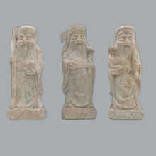 Load image into Gallery viewer, Set of 3 Resin Fu Lu Shou Chinese Immortal Figurines Faux Stone 3.5"