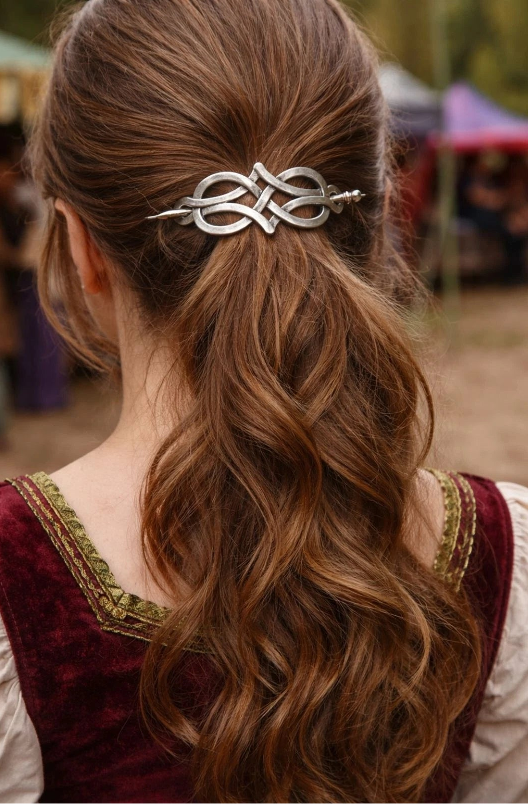 NWT Silver Tone Celtic Knot Hair Slide Barrette Ren Faire 2.5"