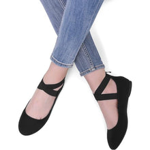 Load image into Gallery viewer, Sole_Stretchy Black Fashion Elastic Ankle Straps Flats Shoes Size 8.5 M US