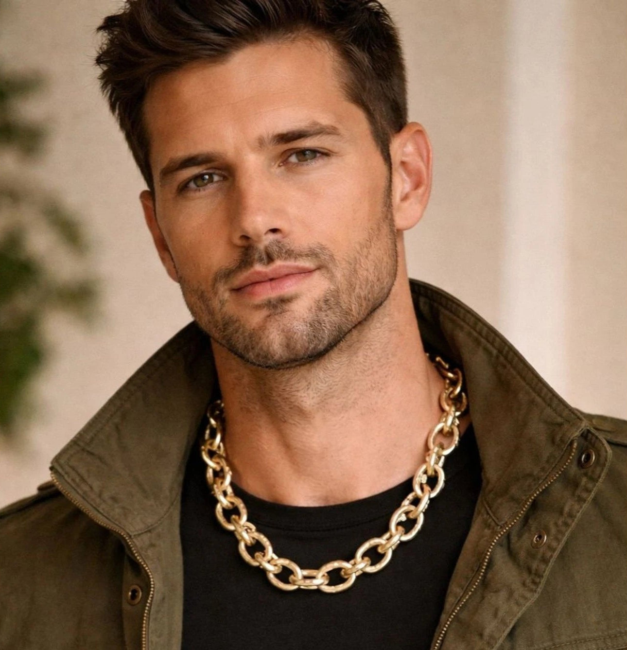 Canvas Heavy Chunky Chain Necklace 20” Unisex Mixed Metal Link Statement