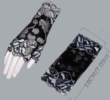 Load image into Gallery viewer, Elegant Lace Fingerless Gloves for Women Black & Gray