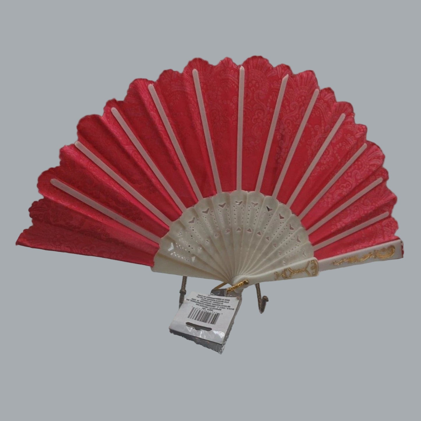 Bronzing Flower Pattern Folding Fan Chinese Style Silky Fan Accessories Rose Red