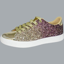 Load image into Gallery viewer, Glitter Sneakers Lace up Fashion Sneakers Sparkly Women Shoes 10 B(M) US Gold