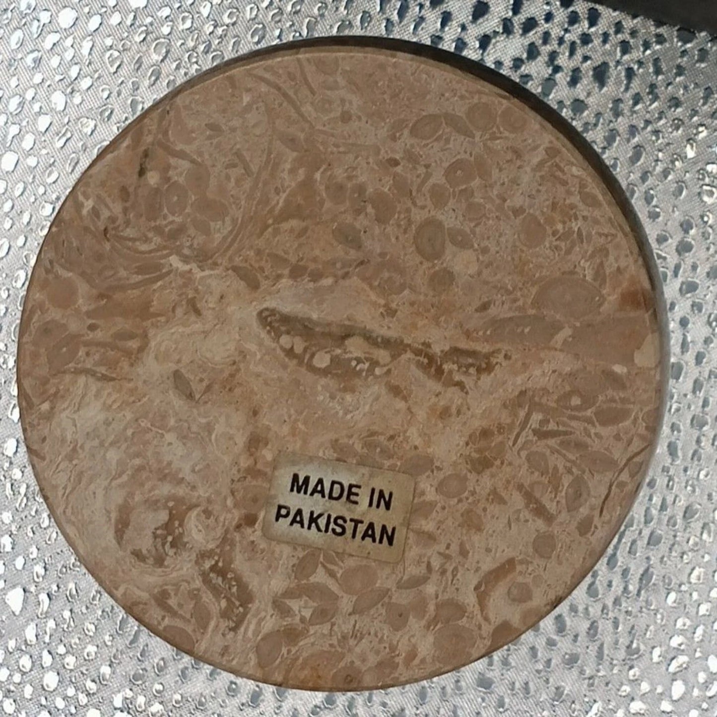 Pakistani Fossil Stone Marble Mortar Bowl 3.5" Carved Footed Cup