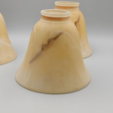 Load image into Gallery viewer, 4 Vintage Amber Alabaster Slag Glass Lamp Shades – Bell Vanity Light Set