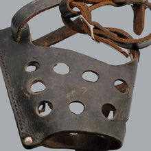 Load image into Gallery viewer, Vintage Vented Black Leather Dog Muzzle with Buckle Straps