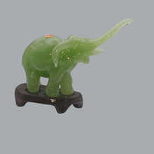 Load image into Gallery viewer, Vintage Jadeite Elephant Figurine with Wooden Stand & Box – Made in PRC