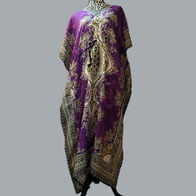 Load image into Gallery viewer, Women Long Kaftan Women One Size Maxi Dress Beach Caftan Poncho Purple