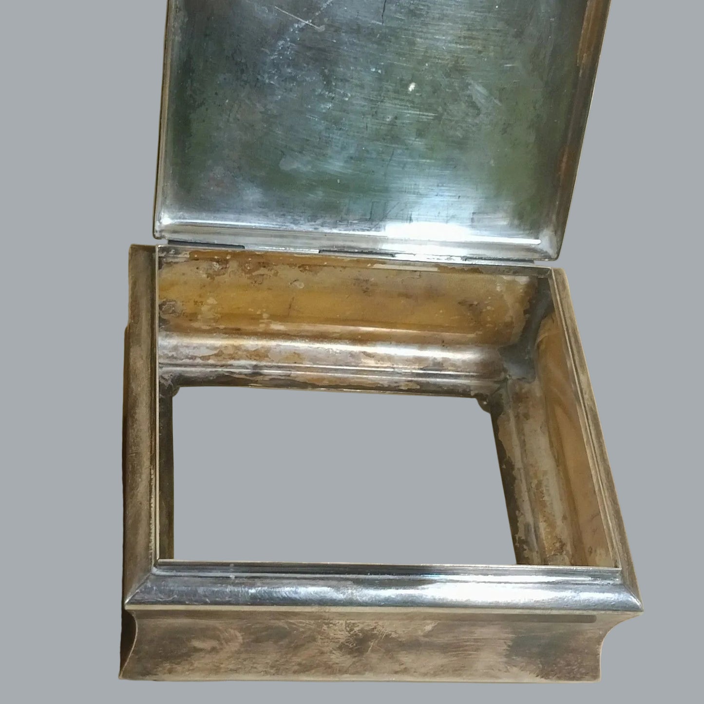 WMF Ikora Germany Silverplate Trinket Box w/ Wood Insert 4"x4"