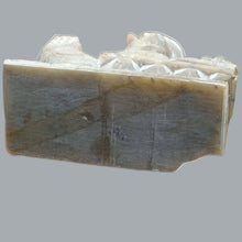 Load image into Gallery viewer, Share Olive green Soapstone hand carved Ganesh figure Chip on Base & Tusk 3"X2.3"X4.6"